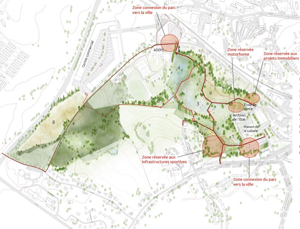 Vue 3 D du parc de l'Hydrion