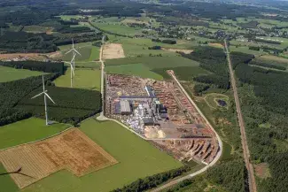 Photo aérienne du Pôle Bois d'IDELUX à Gouvy