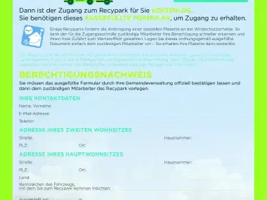 Flyer - Recypark : Zugang Zweitwohnung (DE)