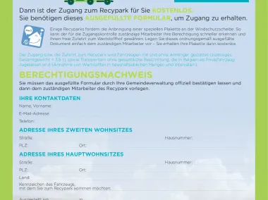 Flyer - Recypark : Zugang Zweitwohnung (DE)