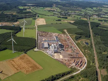 Photo aérienne du Pôle Bois d'IDELUX à Gouvy