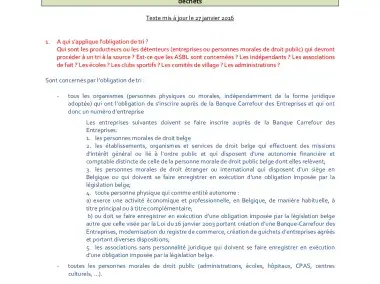 FAQ concernant l'AGW du 5/03/2015 instaurant une obligation de tri de certains déchets