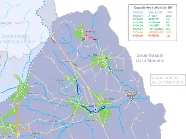 Vue d'une carte agglomération IDELUX Eau