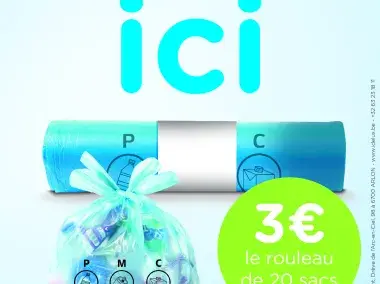 Affiche « Sac bleu, en vente ici ! »