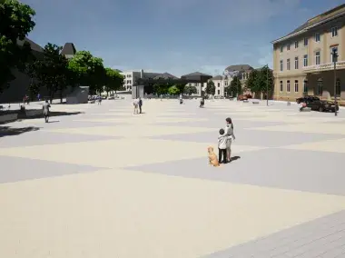 Vue 3 D du réaménagement de la Place Léopold d'Arlon
