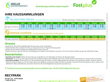 Calendrier papier des collectes 2023 - Amel