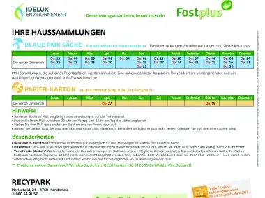 Calendrier papier des collectes 2023 - Büllingen