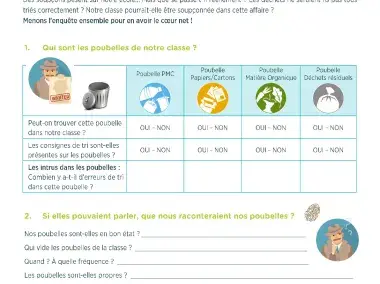 Enquête sur les déchets dans notre classe (sans mode d'emploi)