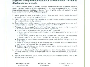 Politique environnementale d'IDELUX Eau