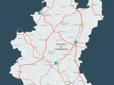 Carte des stations CNG de la province de Luxembourg