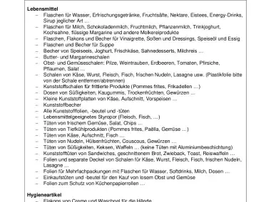 Liste der im blauen Sack zugelassenen PMK-Verpackungen
