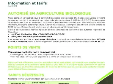 Compost vert - Tarifs 2024