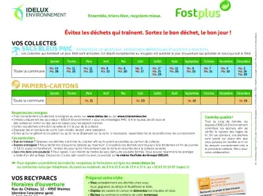 Calendrier des collectes - Waimes - 2025