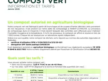 Compost vert - Tarifs 2025