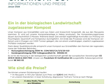 Grünkompost - Preise - 2026