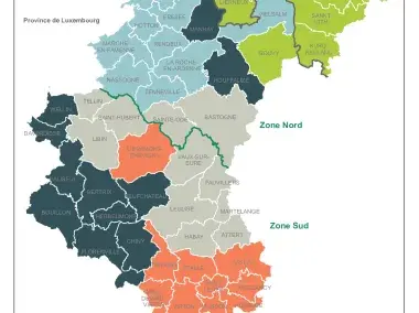 Carte de répartition des conseillers en Environnement - Déchets d'IDELUX
