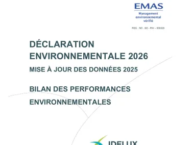 Déclaration environnementale d'IDELUX Environnement 2026