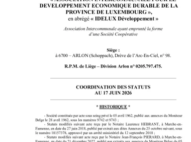 Statuts IDELUX Développement